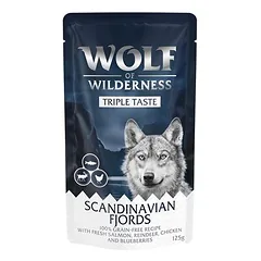 Wolf of Wilderness Adult – "Triple Taste" drėgnas maistas šunims 12 x 125 g — 4 nuotrauka
