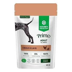 NATURE’S PROTECTION PRIME visų veislių suaugusių šunų imuniteto stiprinimui, šlapias pašaras su vištiena ir ėriena 85 g photo