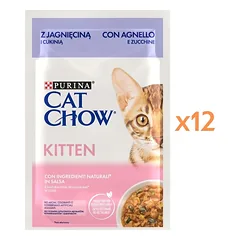 PURINA Cat Chow Kitten Aviena su cukinija padaže 12x85 g drėgnas maistas kačiukams
