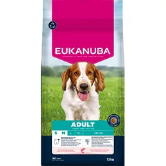 Eukanuba Adult Small And Medium, Salmon And Barley sausi pašarai mažų ir vidutinių veislių šunims su lašiša ir miežiais, 12 kg