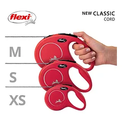 FLEXI pavadėlis šuniui New Classic S virvinis 5m, raudonas — 5 nuotrauka