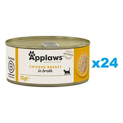 APPLAWS Cat Adult Chicken Breast in Broth vištienos krūtinėlė sultinyje 24x70 g