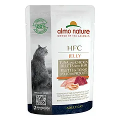 Almo Nature HFC Jelly tuncis, vista un šķinķis želejā 55 g - konservi kaķiem
