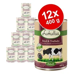 Lukullus Naturkost drėgnas maistas šunims, ekonominė pakuotė 12 x 400 g