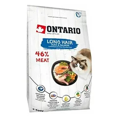 Ontario Adult Long Hair su antiena ir lašiša, sausas maistas katėms 400 g