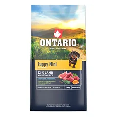 Ontario Puppy Mini Lamb & Brown Rice sausas maistas mažų veislių šuniukams ir jaunikliams, 6,5 kg