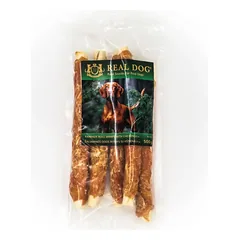 Real Dog Skanėstas Žaliaminės odos ritinys su vištiena 25cm 500g