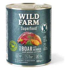 WILD FARM Superfood Wild Boar (elniena su batatais, uogomis ir žolelėmis) 800 g pašaro šunims be grūdų