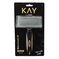 KAY Wire Brush M gyvūnų šepetys su plonais metaliniais šeriais ir plastikine rankena, vidutinis — 3 nuotrauka