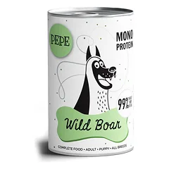 PAKA ZWIERZAKA PEPE Wild Boar 99 % (elniena) 400 g monoproteinų maistas