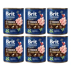 BRIT Premium by Nature chicken, hearts 6x800 g vištiena ir širdelės