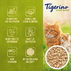 Tigerino Plant-Based medžio plaušo kraikas katėms – natūralus medžio kvapas, be kvapiklių, 7 l (3 kg) — 2 nuotrauka