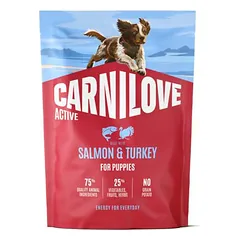 CARNILOV ACTIV sausas maistas šuniukams su lašiša ir kalakutiena 1,5kg