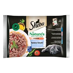SHEBA Nature’s Collection Rybne Smaki 52x85 g drėgnas visavertis pašaras suaugusioms katėms su tunu, lašiša, menke, vandenyno žuvies gabalėliais — 2 nuotrauka