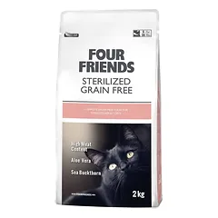 Four Friends Sterilized Grain Free sausas pašaras sterilizuotoms/kastruotoms katėms su antiena, kalakutiena ir vištiena, 2 kg