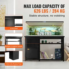 Akvariumo stovas 75 galonų, plienas ir MDF, juodas, su spintele — 3 nuotrauka