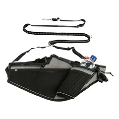 Trixie bėgiojimo diržas su pavadėliu, pilkas/juodas, Diržas: 70–130 cm, pavadėlis: 115–150 cm, 20 mm pločio — 4 nuotrauka