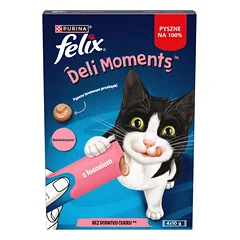 Felix Deli Moments Kreminiai kačių užkandžiai su lašiša 4x10g