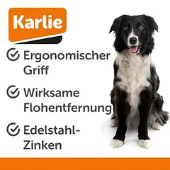 Karlie šukos nuo blusų Professional su rankena, L 21 x B 5 x H 3 cm — 2 nuotrauka