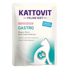 KATTOVIT Feline Diet Gastro Lašiša su ryžiais 24x85 g