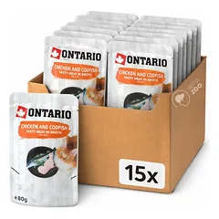 ONTARIO Chicken & Codfish konservai katėms su vištiena ir menke sultinyje 80g x15vnt.