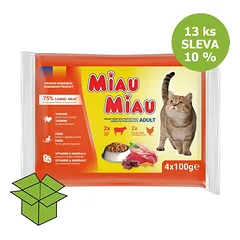 Miau Miau CAT Mix Hovum A vištiena, kišenė 100 g 4 pakuotė (13 vnt)