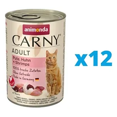 ANIMONDA Karma Carny Adult rinkinys kalakutiena, vištiena ir krevetės 12 x 400 g