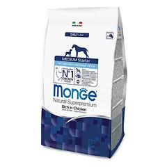 Monge Medium Starter sausas maistas vidutinio dydžio nėščioms kalytėms ir šuniukams su vištiena, 1.5 kg