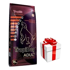 TROPIDOG Spuer Premium adult medium & large breed vištiena ir lašiša 15kg + Staigmena ŠUNIUI
