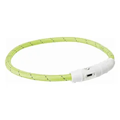 Trixie Flash Light Ring USB atšvaitinė apykaklė šunims, reguliuojama, iš silikono, žalia, 35 cm, ø 7 mm