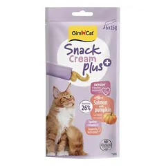 GimCat Snack Cream Plus Senior Salmon with Pumpkin 6x15 g