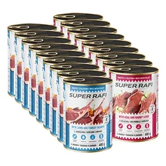 Super Rafi šlapias šunų maistas, įvairių skonių rinkinys, 18x400 g