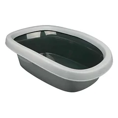 Trixie Carlo Litter Tray kačių tualeto su aukštu apvadu, pilka/šviesiai pilka, 58x38x17 cm