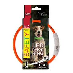 Dog Fantasy LED nailono antkaklis šunims, oranžinis, 45 cm