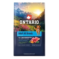 Ontario Adult All Breeds Monoprotein Tuna & Sweet Potatoes sausas maistas suaugusiems visų veislių šunims, 0,75 kg