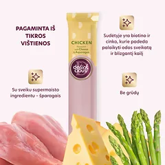 DELICKCIOUS kreminiai skanėstai su vištiena, sūriu ir smidrais suaugusioms katėms (4x15 g), 60 g — 3 nuotrauka