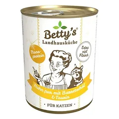 Betty's Landhausküche Cat konservai 6 x 400 g, drėgnas maistas katėms, Känguru Pur Borretschöl — 3 nuotrauka