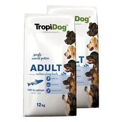 TROPIDOG Premium Adult medium & large breeds lašiša ir ryžiai 2x12kg