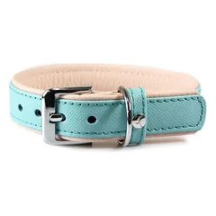 Das Lederband Hundehalsband Firenze electric blue/creme