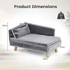 Augintinių sofa-lova, Pilka, 81 × 51 × 47 cm — 5 nuotrauka
