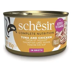 SCHESIR tunas su vištiena ir ryžiais katėms skirtame sultinyje, 12 x 85 g