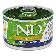 Farmina N&D Dog Prime Mini Adult su ėriena ir mėlynėmis, drėgnas maistas šunims 140 g — 2 nuotrauka