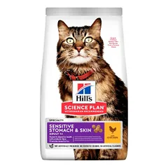 Hill's Science Plan Adult Sensitive Stomach & Skin sausas maistas katėms - Pet24