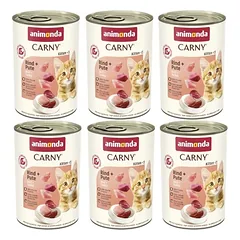 ANIMONDA Cat Carny Kitten skonis: jautiena, kalakutienos širdis 6x400g 