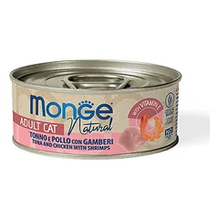 Monge kons.pašaras katėms su tuno, vištienos ir krevečių gabalėliais savo sultyse 80g