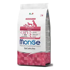 Monge Natural Superpremium All Breeds Adult Beef & Rice sausas maistas šunims