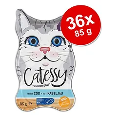 Catessy lėkštutės, drėgnas maistas katėms, ekonominė pakuotė 36 x 85 g