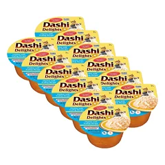 Inaba DASHI papildomas kačių ėdalas - vištienos ir šukučių skonio sultinys 12x70 g 
