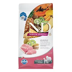Farmina N&D Tropical Selection Medium Maxi Adult Pork, Spelt, Oats & Tropical Fruits sausas maistas šunims