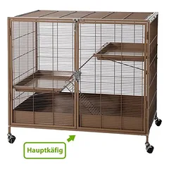 TIAKI narvas smulkiems gyvūnams Étagère, karamelės spalvos, Pagrindinis narvas: L 93,5 x B 63 x H 84 cm — 2 nuotrauka